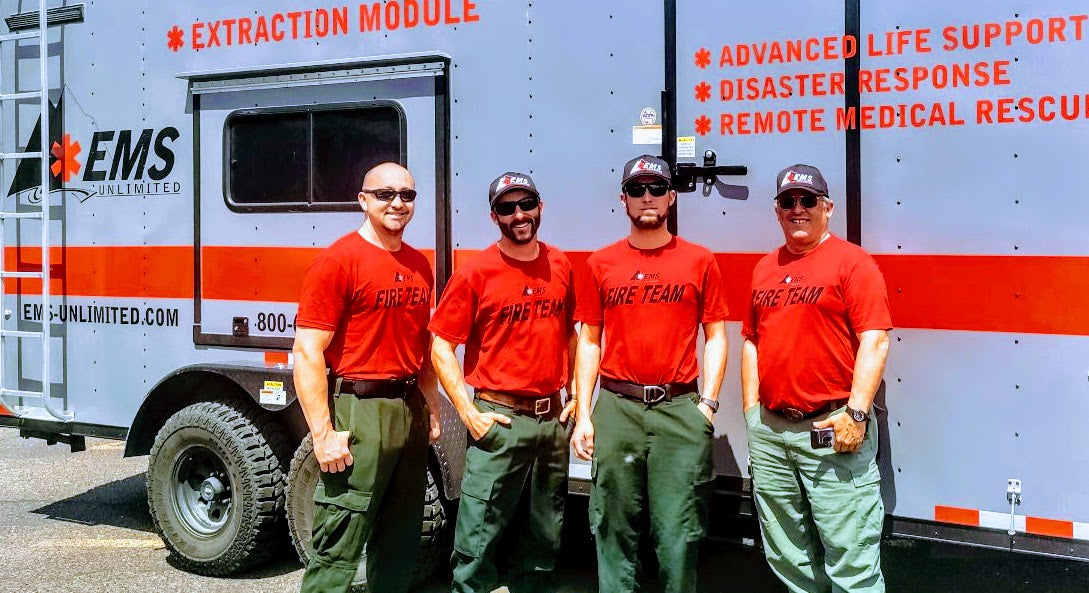 EMS Unlimited Red Logo Fire Staff T-Shirt
